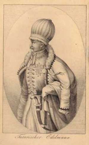 6. Ногайський мурза. Schlatter Daniel. Bruchstücke aus einigen Reisen nach dem südlichen Rußland, in den Jahren 1822 bis 1828: mit besonderer Rücksicht auf die Nogayen-Tataren am Asowschen Meere – St. Gallen: Huber, 1830. - Владислав ГРИБОВСЬКИЙ. Культові споруди ногайців Приазов’я