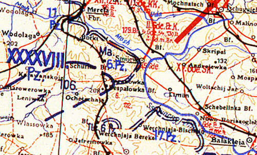 5.Часть карты Генерального штаба сухопутных войск Германии за 11 марта 1943 г.